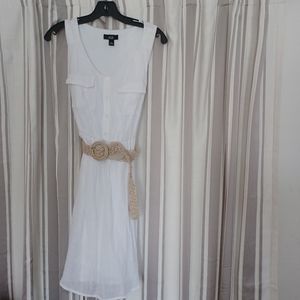 White belted dress knee length.